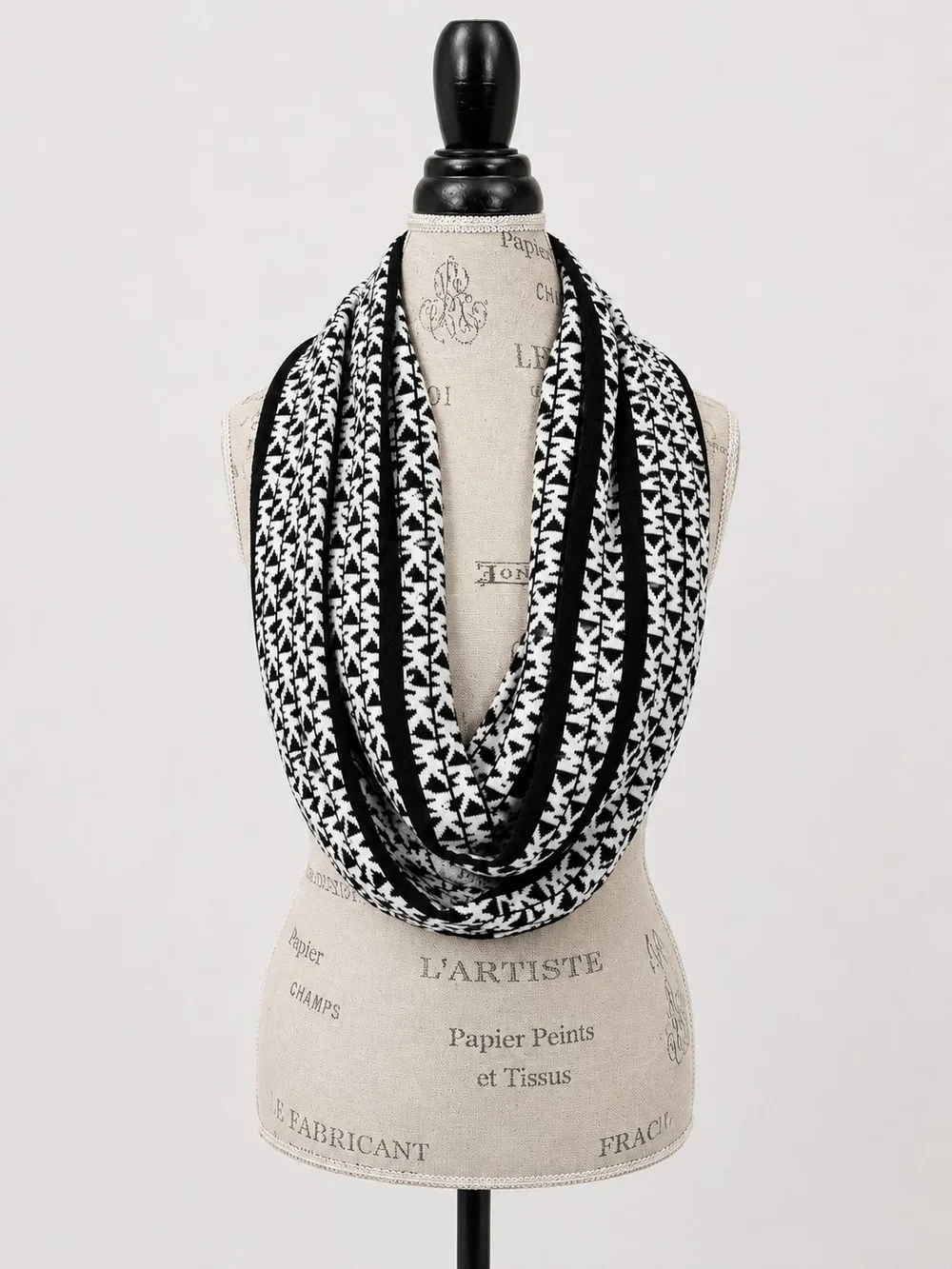 Michael Kors Black White MK Logo Infinity Scarf
